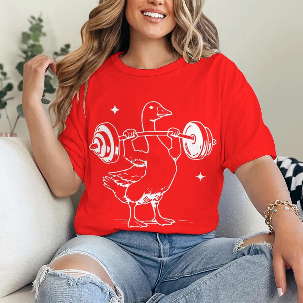 Gym Goose Weightlifting T-shirt Women Unisex Fun Fitness Duck Animal Lover Casual Unisex Streetwear Tee Gifts Tops