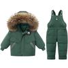 Real Fur Collar Baby Down Jacket Boy Suit Baby Toddler Two-piece Suit 1-3 Years Old Stylish Thickened Coat