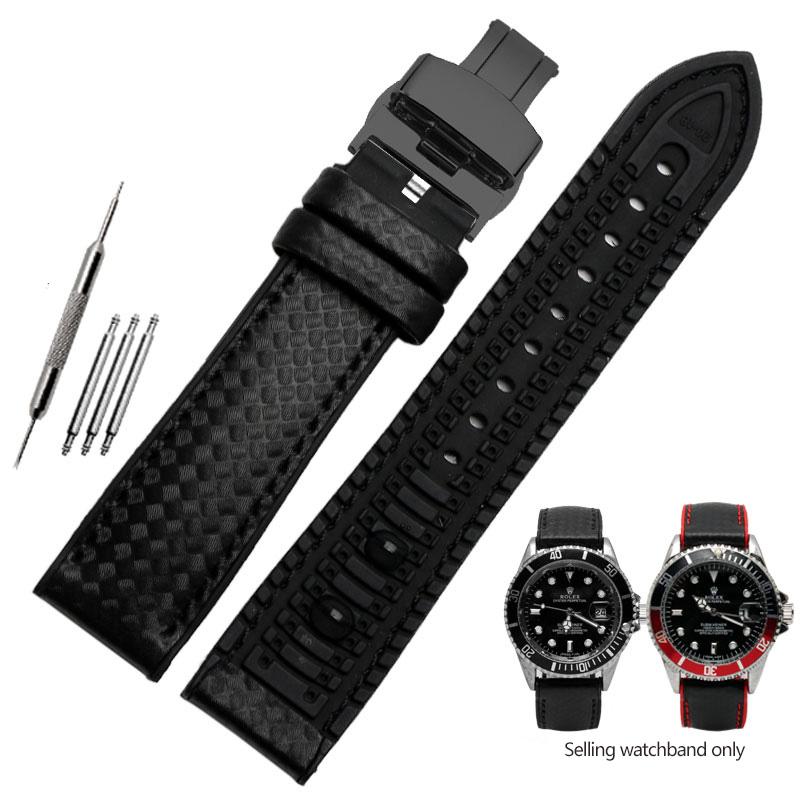Silikonowy Pasek z Włókna Węglowego Wodoodporny Pasek do Zegarka dla Omega Speed Master Gumowy Zamiennik Męska Bransoleta Pasek 18mm 20mm 22mm 24mm