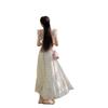 Feifei Sleeve French Heavy Industry Floral Square Neck Lotus Leaf Edge Summer 2026 New Waist Skinny Dress Women's Clothing