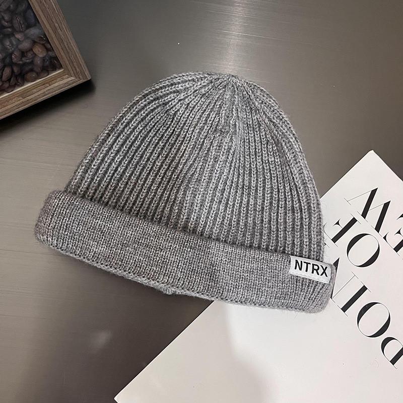 Letter Ntrx Trendy Pattern Solid Color Knitted Cap For Cold Weather Fashion