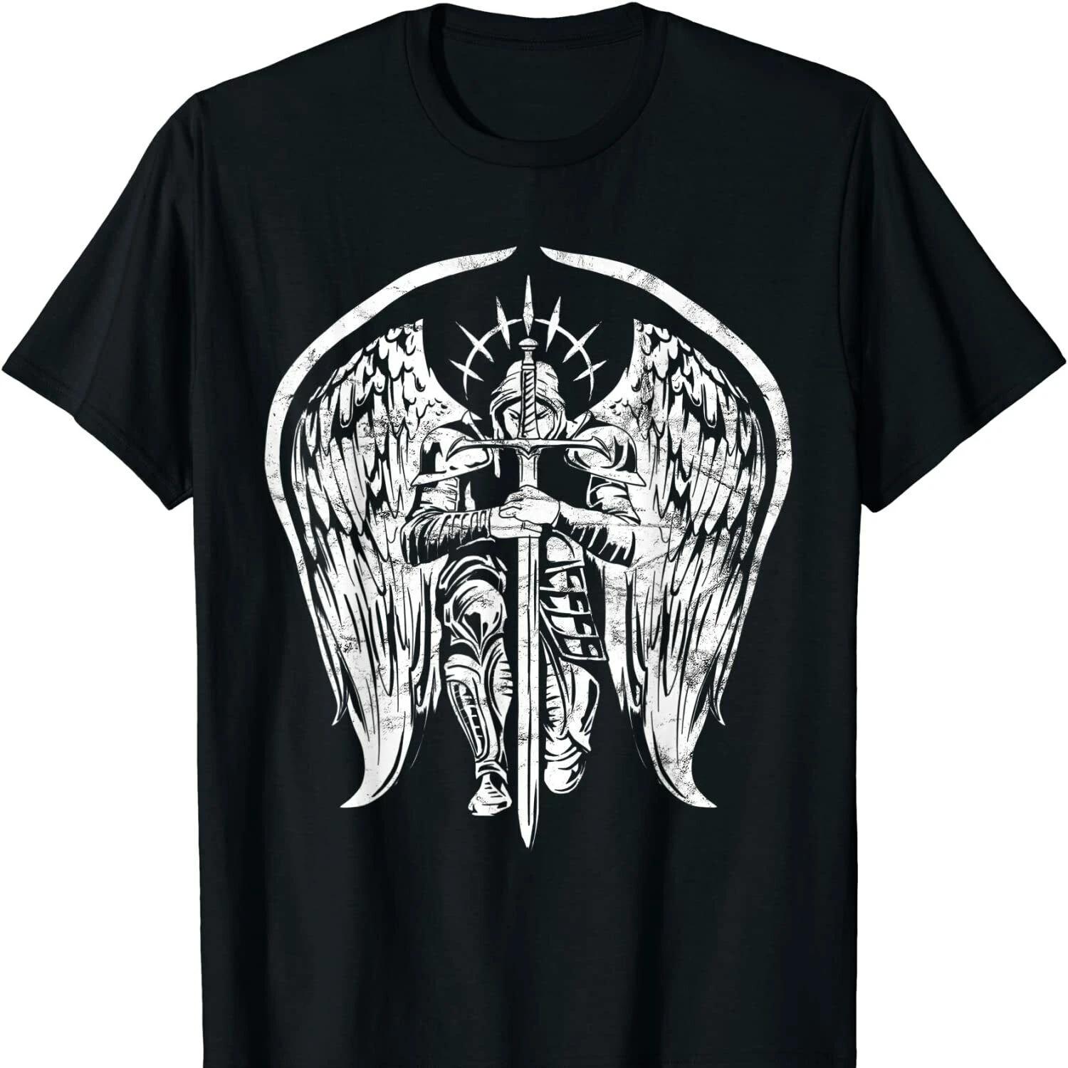 

The Archangel St.Michael Warrior Gift T Shirt New 100% Cotton Short Sleeve O-Neck T-shirt Casual Mens Top - Men s Summer Cott... S разноцветный