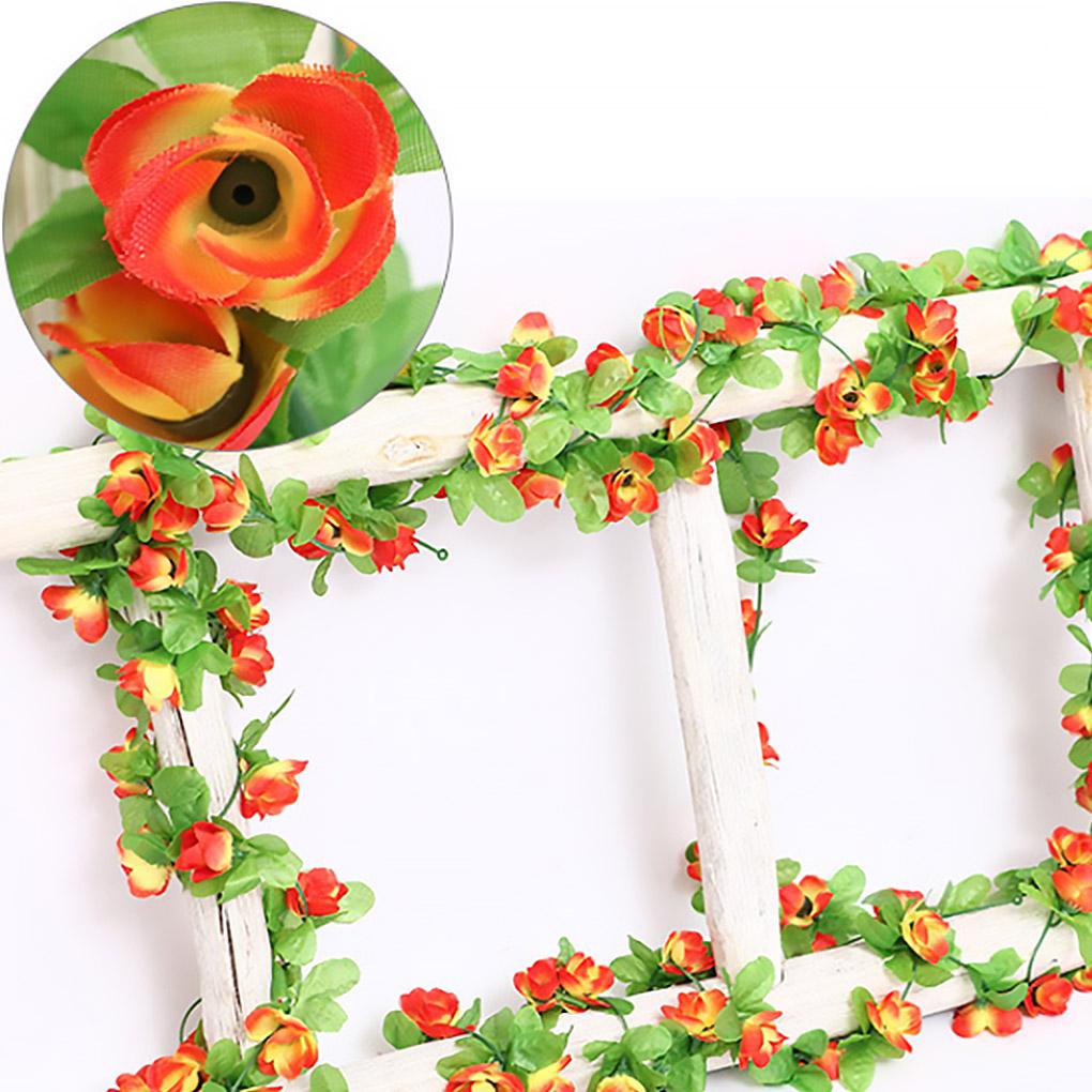 2Pcs Artficial Small Rose Flower Hanging Vine Plant Decoration for Wedding