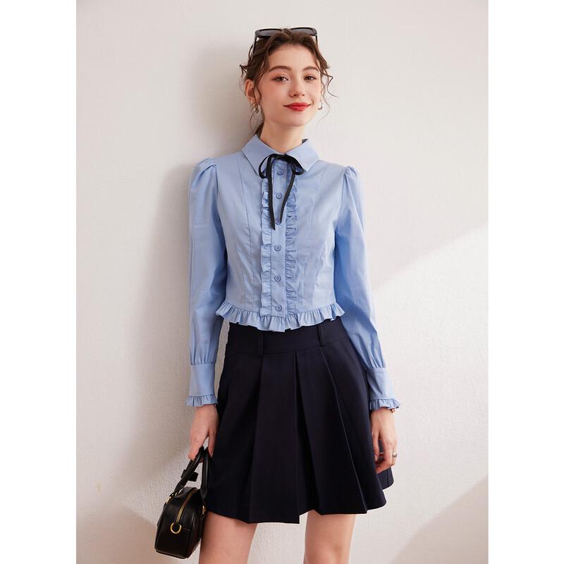 Bailuyu Women s Palace Style Ruffle Puff Sleeve Blouse S