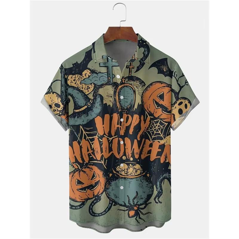 Unisex 26 Fashionable Halloween Shirts for Men and Women in Cute Style Party and Festival Tops Pumpkin Head Printed Short Sleeves