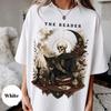 Gothic Skeleton Reader Shirt, Dark Academia Book Lover Tee, Witchy Reading T-Shirt, Vintage Bookworm Gift