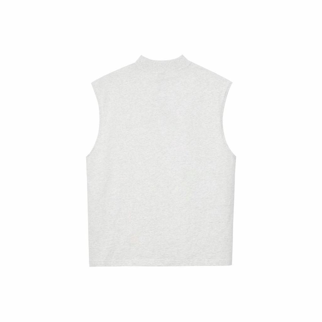 adidas half-high neck pullover sleeveless sports vest, unisex, light gray