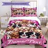 3PC Custom Name Puppy Party Pink Bedding Set Printed  Bedding Set Duvet Cover Closure Includes 1 Duvet Cover & 211 Pillowcases for Bedroom