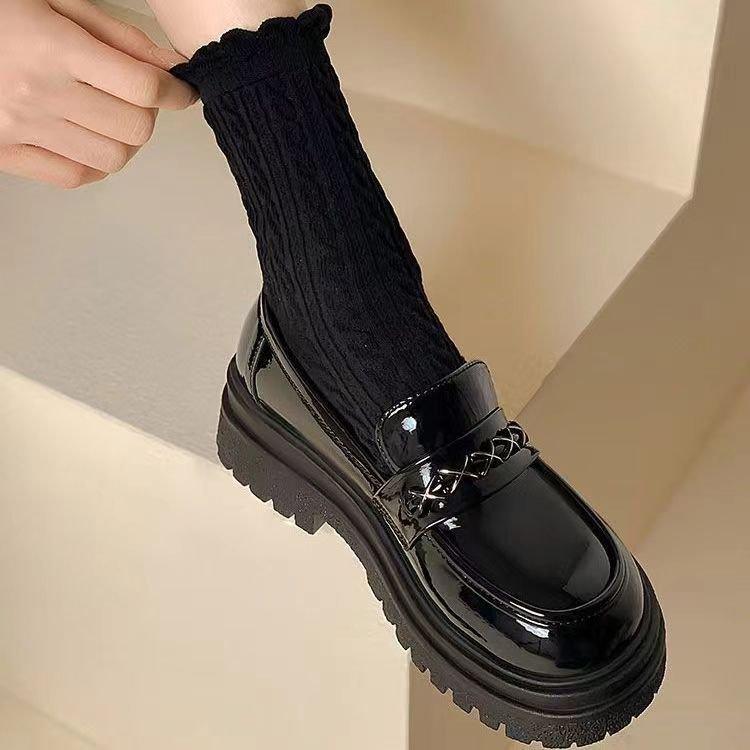 

British style small leather shoes women s platform height 2025 spring new loafers women s jk soft leather single shoes low heels women 40