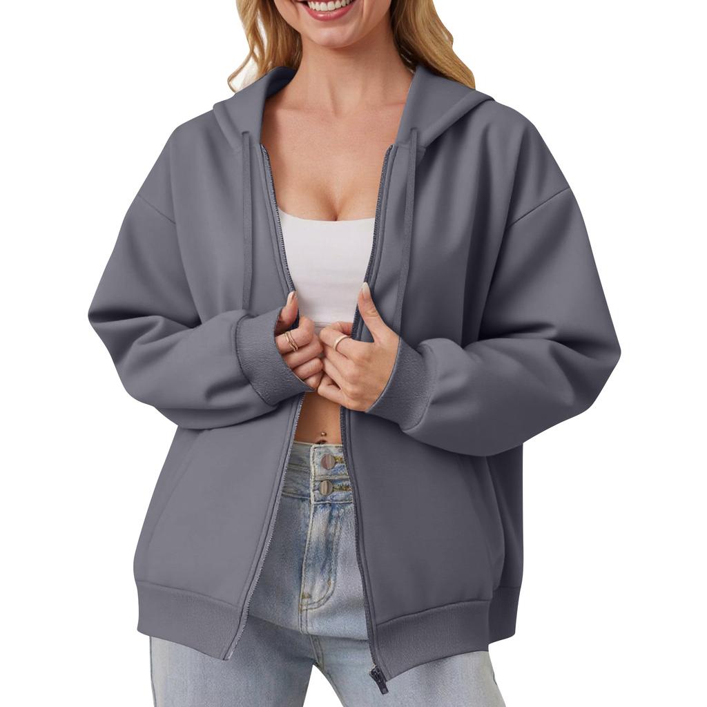 Women's Off Shoulder Zipper Hoodie Sweatshirt  Fashion Clothing Casual Jacket