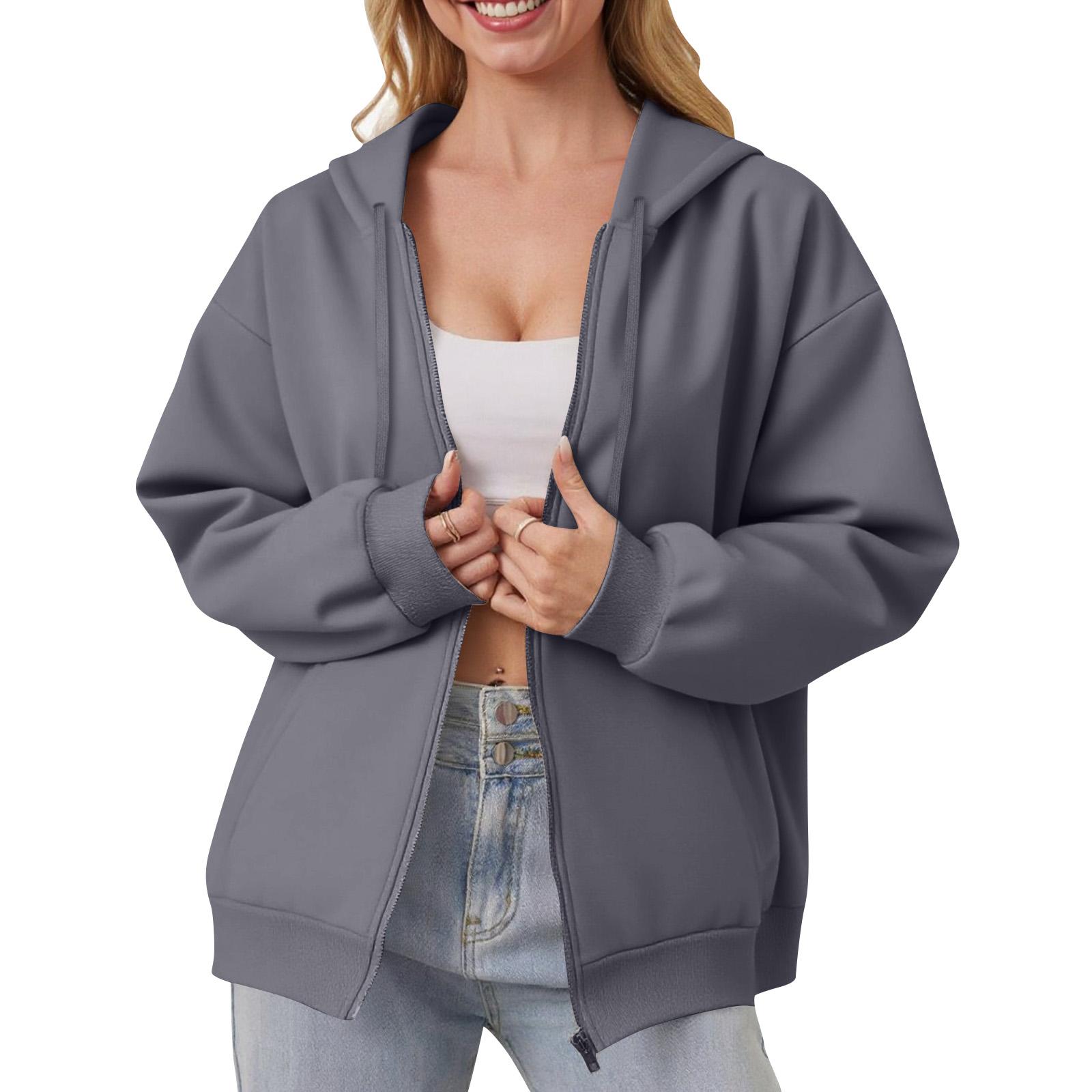 

Женская толстовка с капюшоном на молнии с открытыми плечами Модная одежда Повседневная куртка M