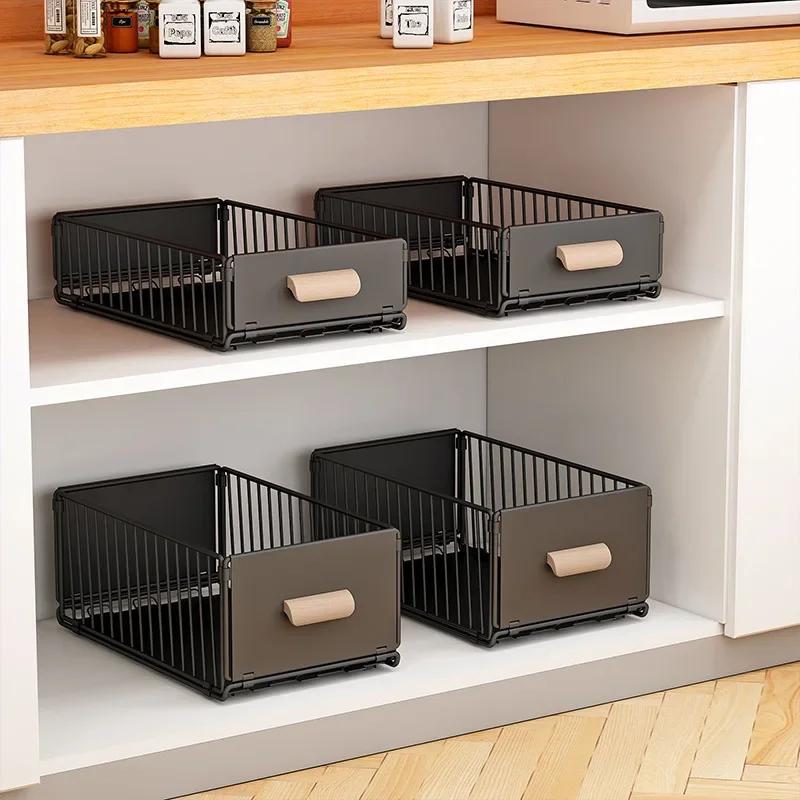 Raft telescopic de depozitare extern pentru bucătărie, pliabil, pentru dulap, coșuri de depozitare pentru condimente, organizator cu sertar glisant, cutie raft pentru unelte