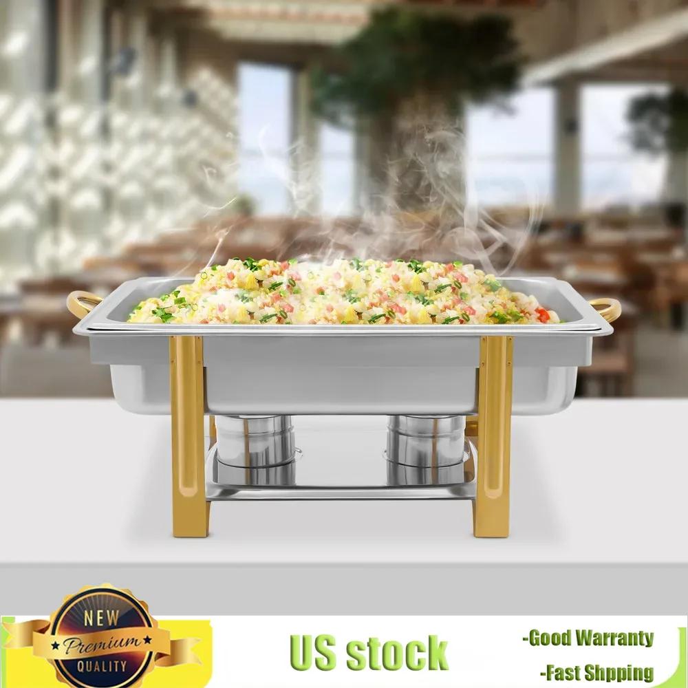 Bymaocar 9L Edelstahl Elegantes Chafing Dish Buffettablett Speisenwärmerbehälter mit Deckel für Buffets/Hotelfrühstück