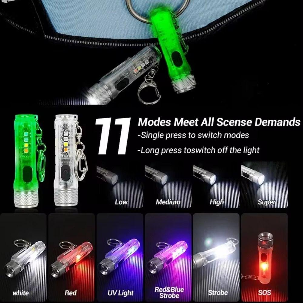 Emergency Lamp Keychain Light Type-C Charging Portable Flashlight Mini Flashlight Camping