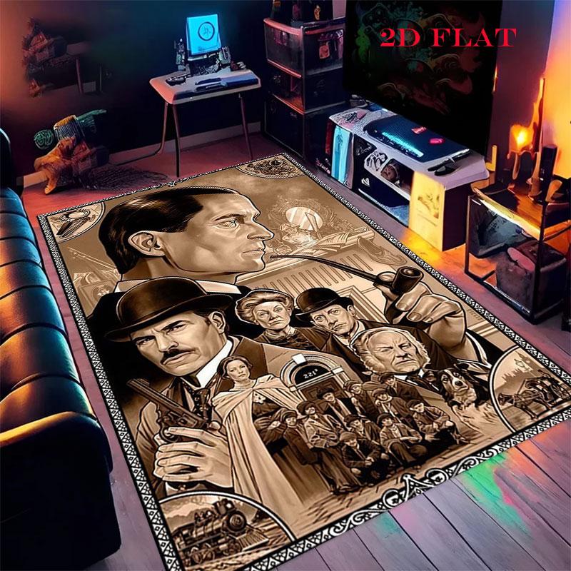 Sherlock Holmes Carpet Rug for Living Room Bedroom Home Sofa Decoration,Kids play Nonslip Floor Mat