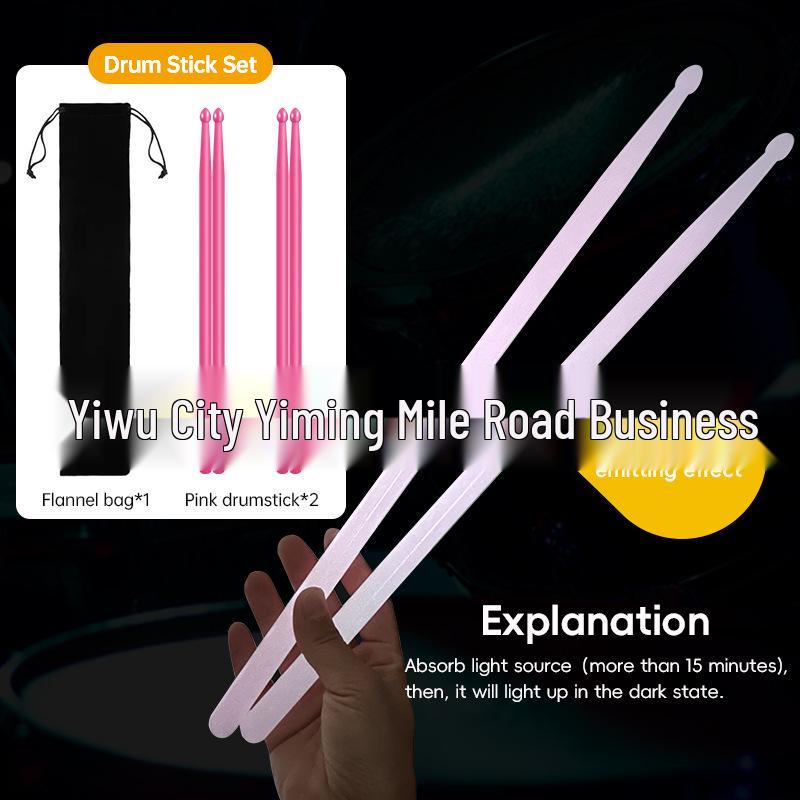 Set of 2 Luminous 5A Fluorescent Nylon Drumsticks with Storage Bag for Jazz Drumming