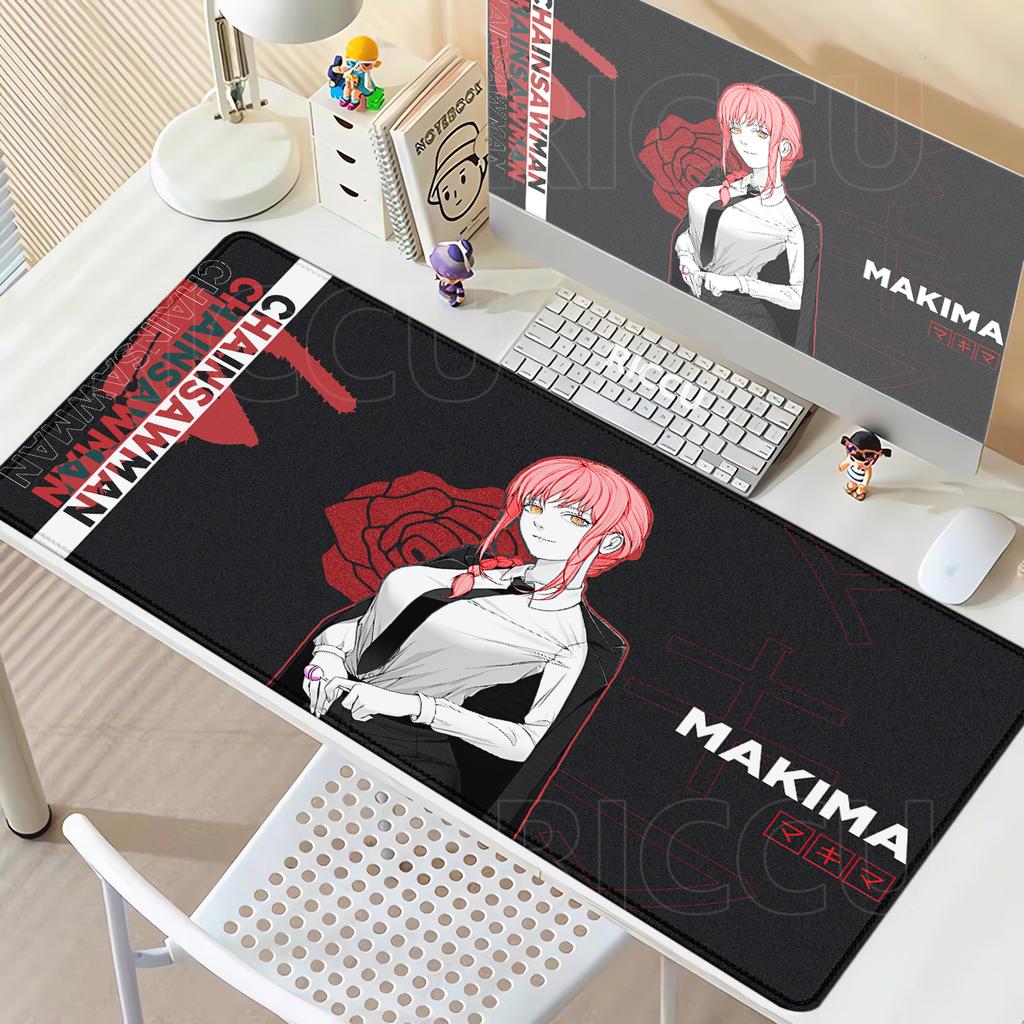 Tapis de Souris XXL Chainsaw Man Reze pour Ordinateur Portable Tapis Antidérapant pour Clavier PC Tapis de Bureau Accessoires de Jeu Kawaii Makima