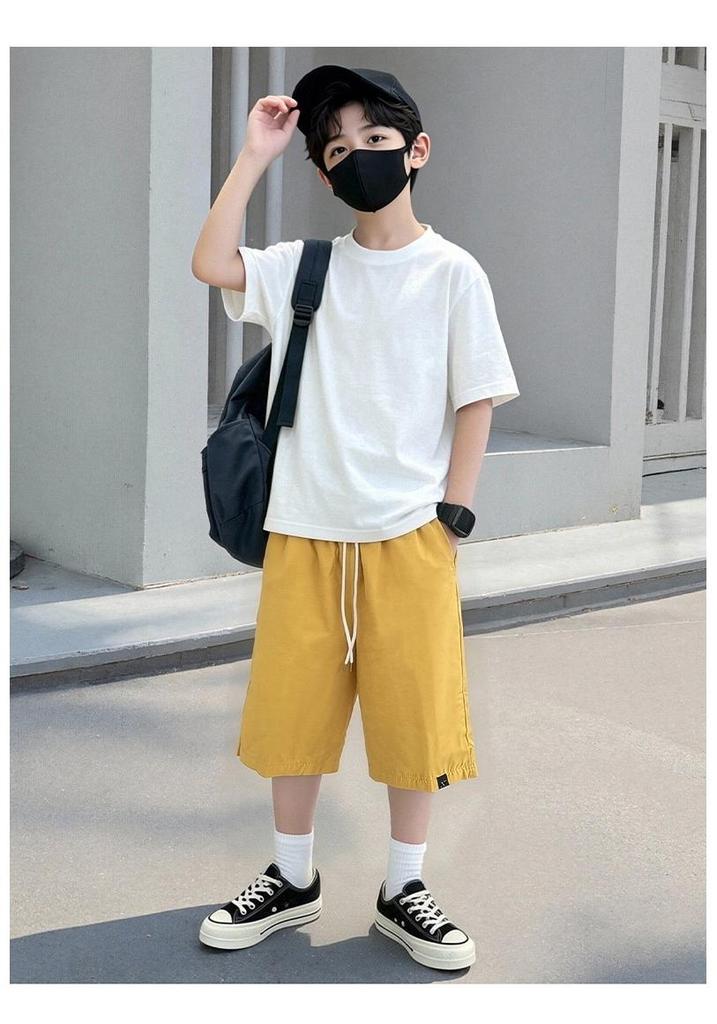Boys' Summer Casual Korean-Style Shorts - Mid-Length Trendy Capri Pants