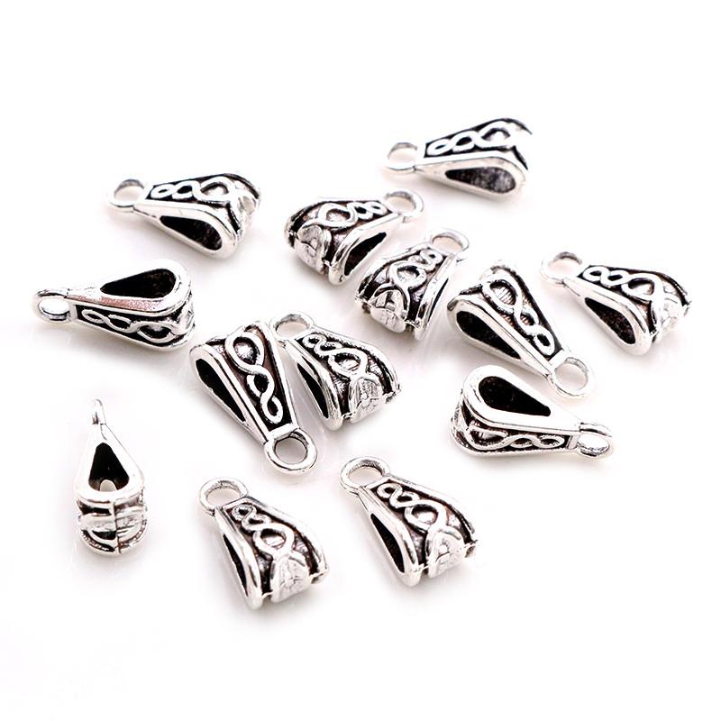 15x7mm 20pcs Antique Gold Silver Plated Clasps Pinch Bails Handmade Charms Pendant:DIY for bracelet necklace