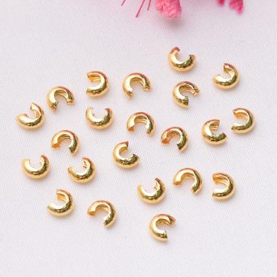100 adet Renk Koruma 14K Altın Hilal Toka Kendin Yap Sarma İpi Boncuk Ucu Toka, Sabitleme Boncuğu Yarım Ay Klipsi Boncuk Sarma İpi Düğme
