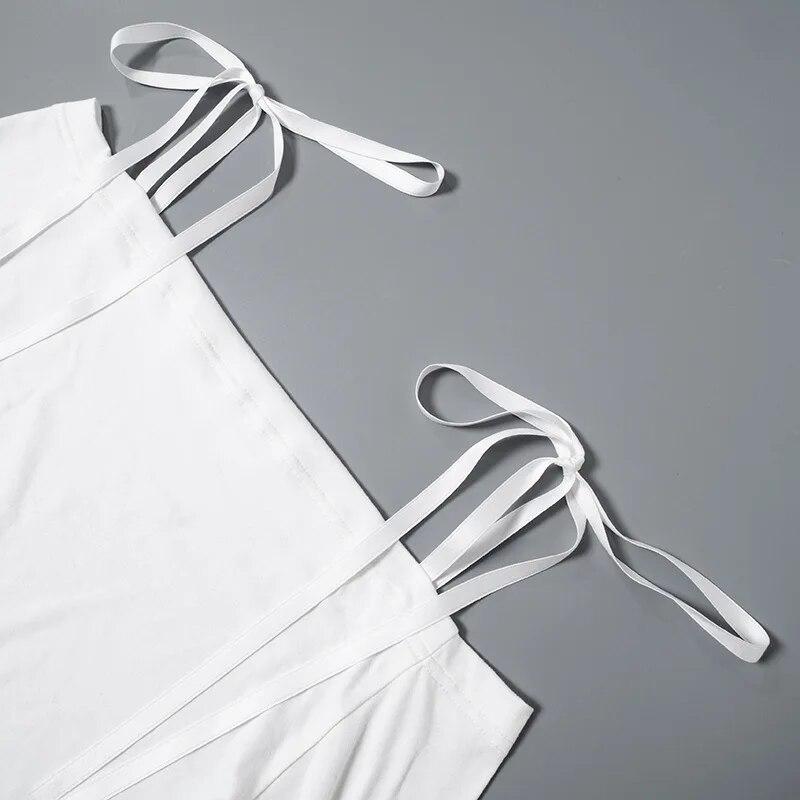 Off Shoulder Sexy Elegant Streetwear Tops Women Patchwork Bow Slim Vintage T-Shirt Female Lace Up Fashion Nightclub Y2K Clothes New