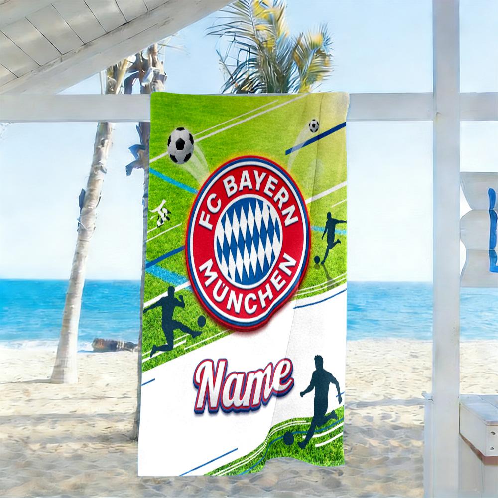 Bayern Munich Soccer Jersey Customized Name Beach Towel Super Soft & Absorbent Suitable for Swimming Gym Camping Yoga Vacation