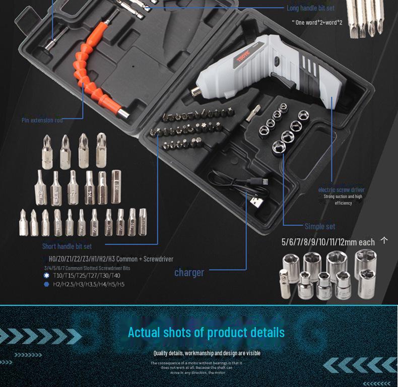 Tianshu 3.6V Folding Rotating Mini Electric Drill & Screwdriver Set