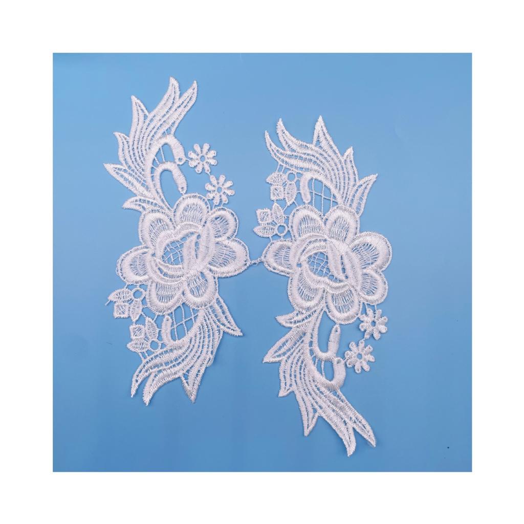 White Hollow Embroidery Flower Accessories Bridal Dress Children'S Princess Dress Hanfu Decorative Lace Clothing Accessories