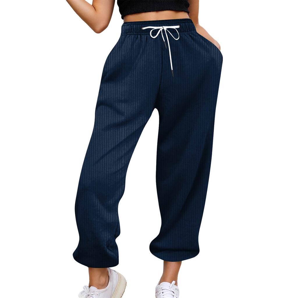 Women's Casual Pants High-waisted Belted Jogging Pants With Pockets