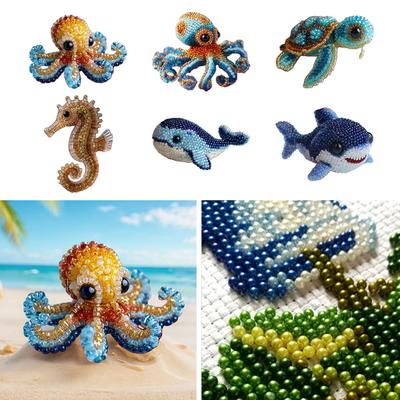 Creatieve Kralenborduurpakket Multifunctioneel Oceaan Kralenwerk DIY-pakket Slijtvast Schattige Oceaan Dieren Borduurwerk voor Beginners