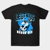 Men Black Print T-shirt Legends Never Die Dark Powder Blue No-Cut Transfer Paper Print Cotton Tshirt