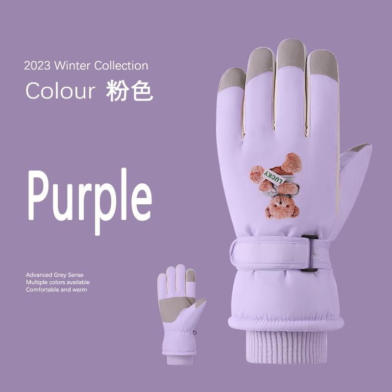 Ski Gloves Fleece Men's and Women's Ski Gloves Female Students Outdoor Electric Vehicle Riding Fleece Finger Gloves Men's Winter