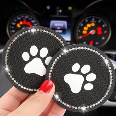 Silikon Diamant Strass Hund Pfote Bling Tasse Halter Auto Untersetzer Anti Slip Auto Matten Wasser Tasse Pad Innen Zubehör Dekor