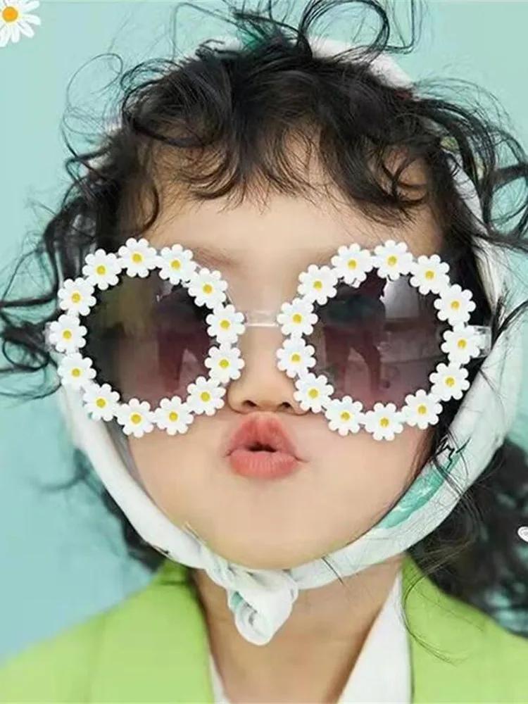 Round Sunglasses For Girls Boys Floral Frame Baby Sun Glasses Outdoor Sun Protection Eyewear Uv400 Protection Shades Eyewear