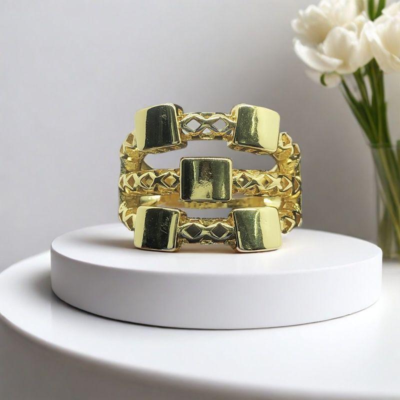 Vietnam Sand Gold Unisex Retro Braided Rings - Adjustable, Non-Fading Simulated Gold Size 18