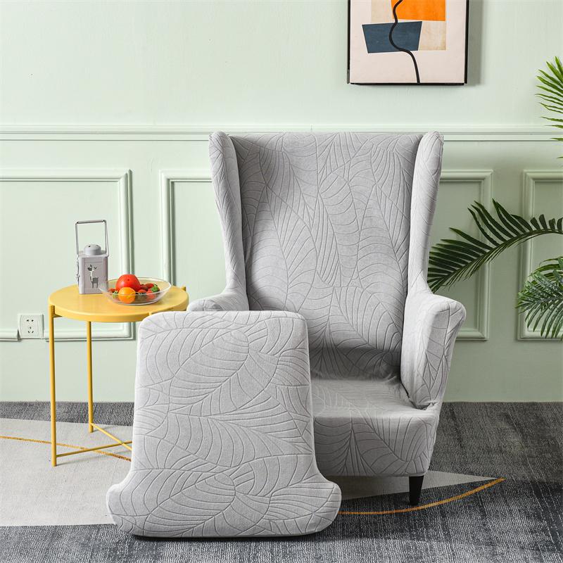 Leaves Jacquard Wing Chair Cover Elastic All-Inclusive Armchair Slipcovers Non-Slip Single Sofa Couch Protector Case Home Decor