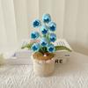 Crocheted Potted Bell Flower Decoration Handmade Knitting Floral Ornament Artificial Hand Woven Flower Home Office Table