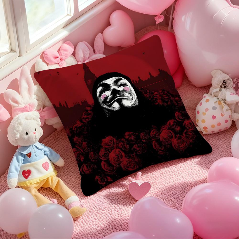 V for V-Vendetta Thriller movie Cushion Cover Pattern Printed Pillowcase for Living Room Sofa Cushion Cover & Bedroom Decor