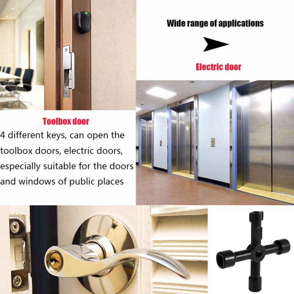 1/4/3/12 Stück Multifunktions-Kreuzschalter Vierkant-Schlüssel Schraubenschlüssel Zinklegierung Universal-Kreuzschlüssel Dreieck für Gas Zug Entlüften Heizkörper