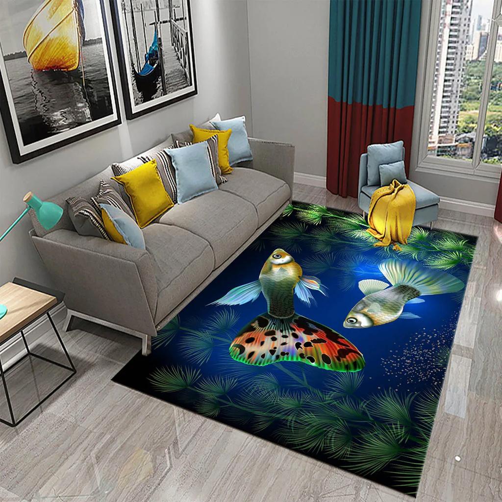 Goldfish Carpet Bath Mat for Bathroom Non-Slip Carpet Shower Enclosure Mats Foot Pedal Toilet Floor Pad Room Living Bedroom Rugs