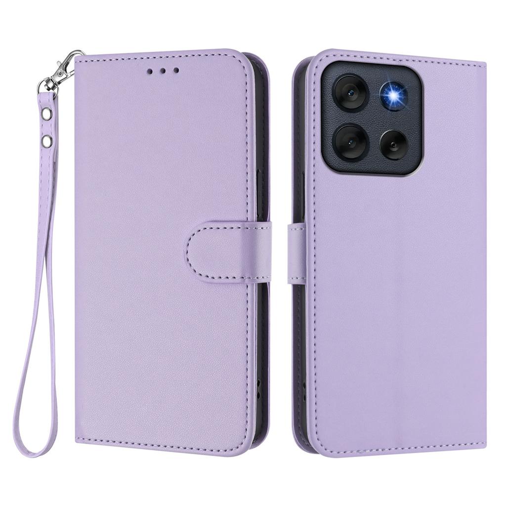 For Motorola Moto G56 5G Leather Case Wallet Stand Phone Cover with Wrist Strap