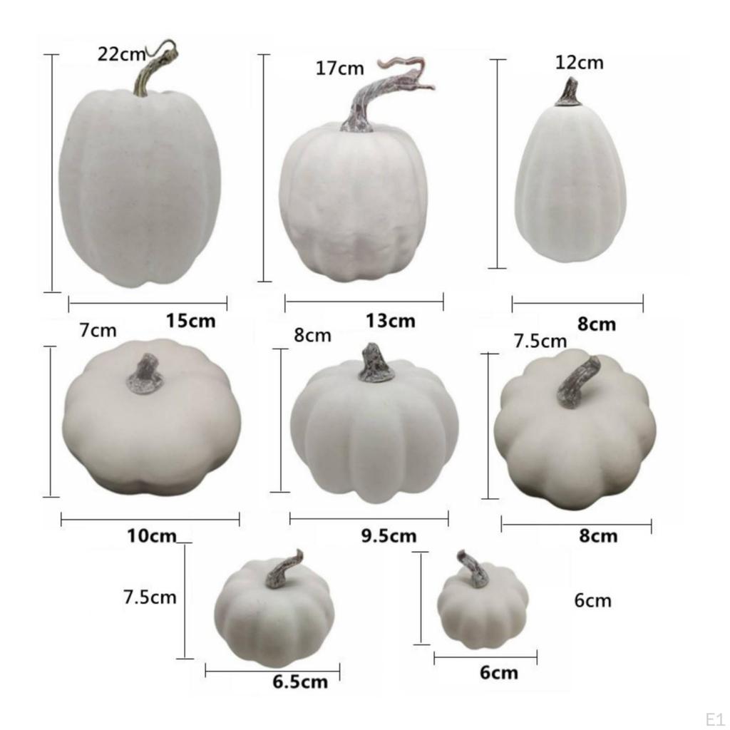 8 Pieces Artificial Pumpkins Fall Fake Autumn Pumpkin Decorations for Decorators, Crafters,