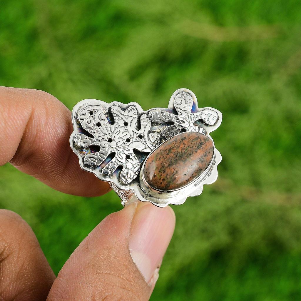 Womens day Sale 925 Sterling Silver Grass Garnet Gemstone Promise Ring Jewelry