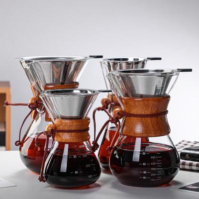 Classic Thickened Wood Chip Coffee Pot Glass, High Borosilicate Glass Blowing Hand-brewed Pot Sharing Pot