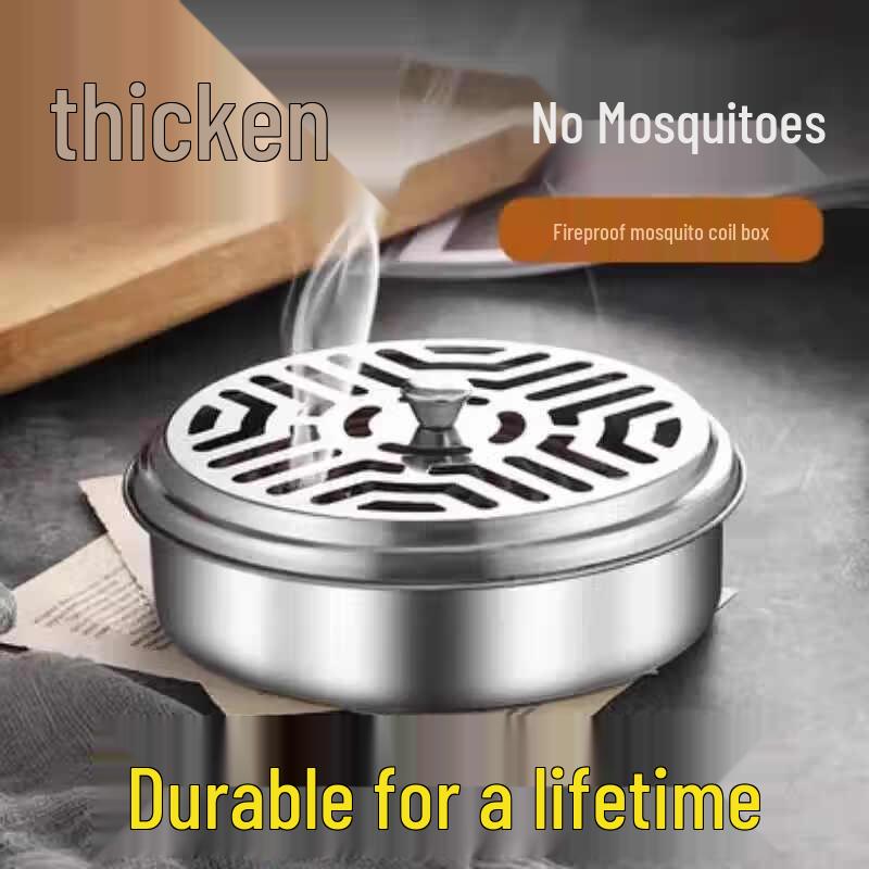 Thickened Stainless Steel Mosquito Coil Holder with Lid - 2 Pack