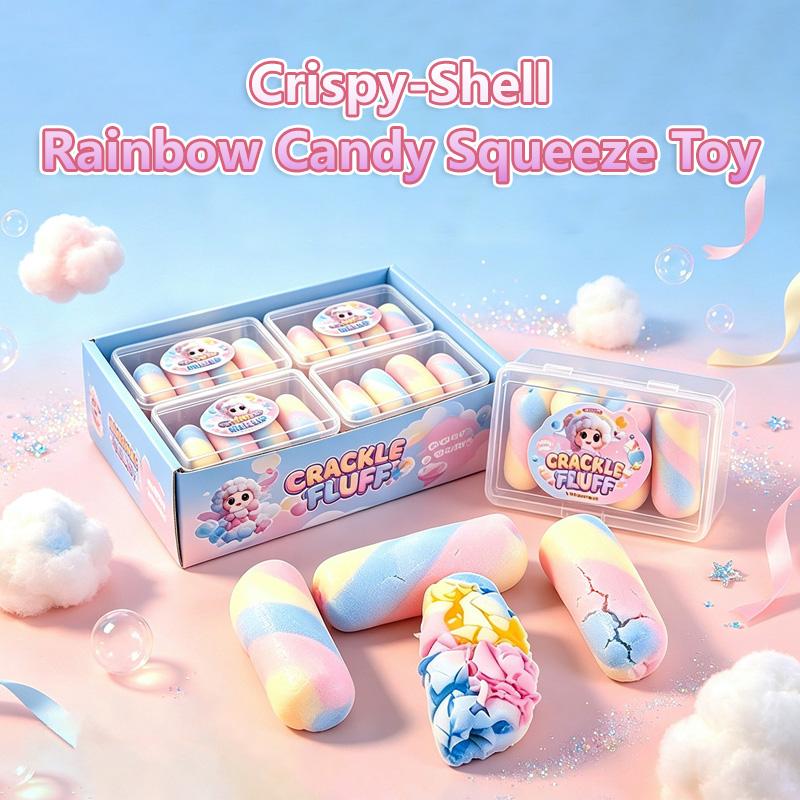 Crispy Squeeze Toy Rainbow Candy Handmade Ball Fidget Toy Stress Relief Squishy Donut Squeeze Toy Slow Rebound For Adult Gift