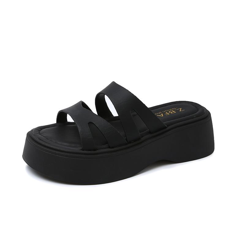 Beautiful with Skirt, Thick Bottom Heightening Cool Slippers, Women's Summer Wear Advanced Sense 2025 New Muffin Wedge Slippers