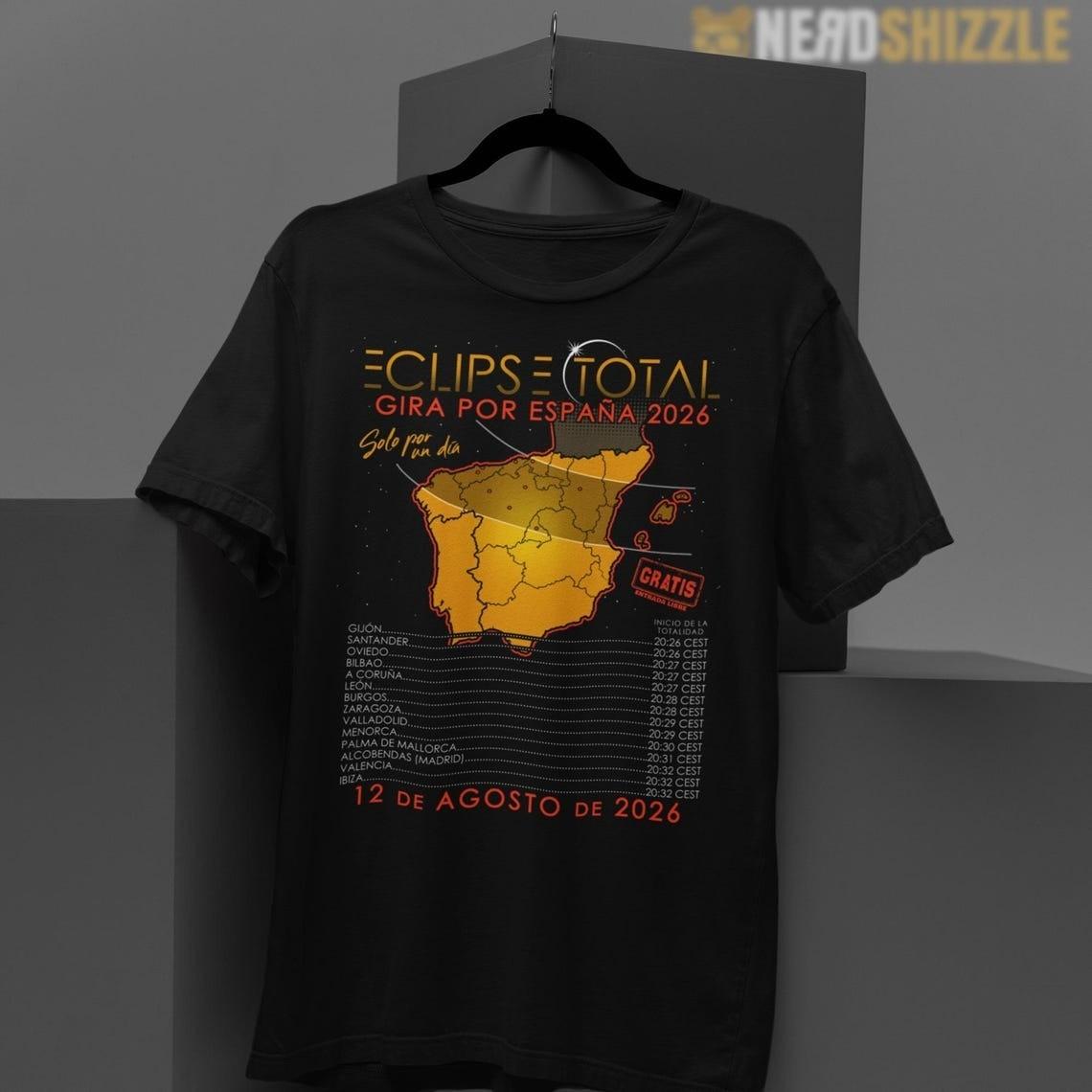 Total Solar Eclipse 2026 Tour of Spain August 12th 2026 T-Shirt PP2848 XXXXL