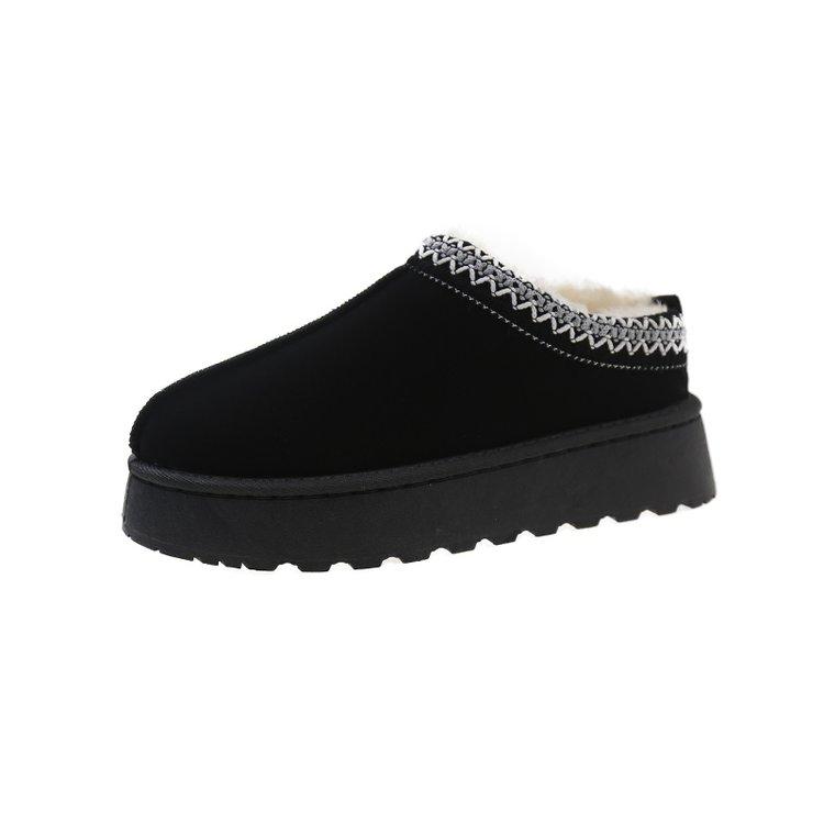 Fashion Winter Plush Shoes for Women Easy to Wear Snow Boots Suede Warm Soft Outdoor Plush Slippers Women Solid Color Thick Soled Shoes