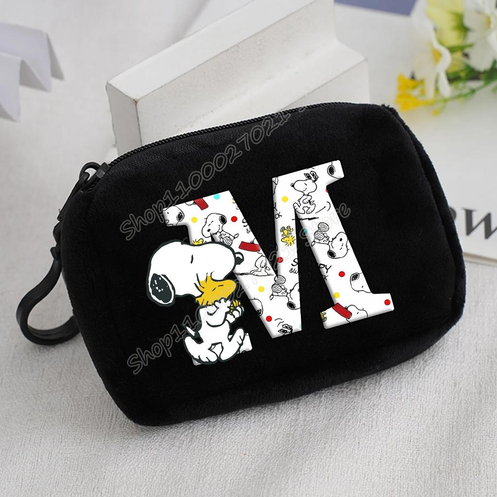 Snoopy Coin Purse Kawaii Cartoon Mini Wallet Man Woman Zipper Purse Fashion Anime Black Money Card Storage Bags Birthday Gift